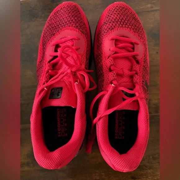 Under Armour Men’s Red and Black Athletic Shoes Size-10.5